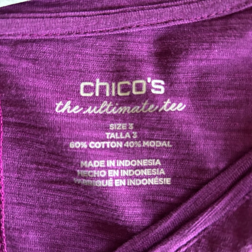 Chico's Ultimate Tee Lightweight Set -Open-Front Coverup & 3/4” Sleeve Top EUC - Picture 3 of 7